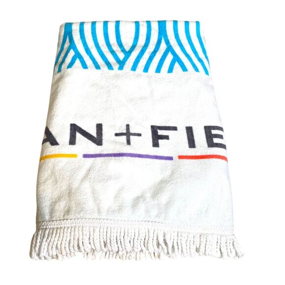 Rodan + Fields Lot Of 2 Blue Wave Beach Towels With Logo Fringe - Picture 9 of 14